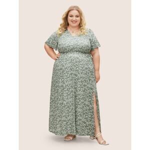 5X 28 Plus Size BloomChic Flutter Sleeve Ditsy Floral Pocket Maxi Dress